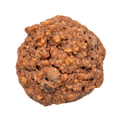 Homemade brown nut cookie on white