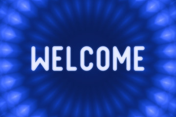 Welcome - word on a blue background
