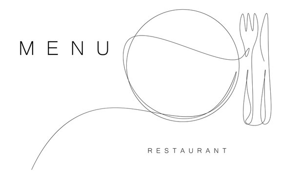 Menu background, fork and knife plate vector illustration