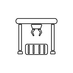 Automated production line robotics icon. Warehouse packaging, cargo robot symbol.
