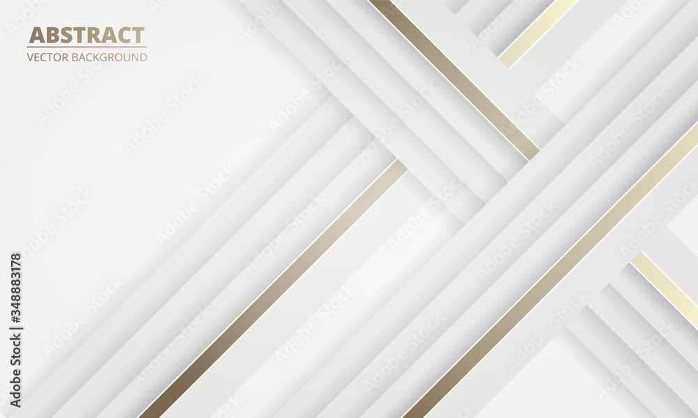 Aufkleber white luxury light abstract background with gold and white lines. modern white banner with luminous 