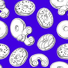 Vector seamless pattern with donuts