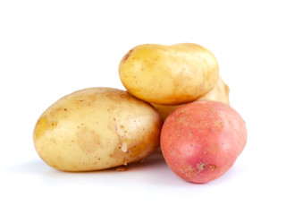 Young Fresh potatoes isolated on a white background