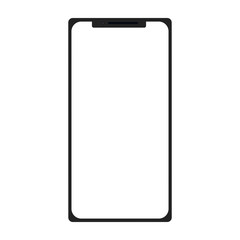 Smartphone in black color icon with blank white screen in flat style. Modern mobile phone designed to have a thin edge isolated on white background for your web site design, logo, app, UI.