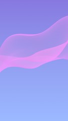 Pink wave on blue sky abstract background. Fluttering pink scarf. Waving on wind pink fabric. Vertical orientation. 3D illustration