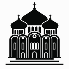 Church. Religious building. Church parish. Chapel. Vector icon.