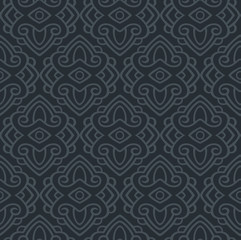 Decorative, seamless, abstract gray-blue pattern. Suitable for curtains, wallpapers, fabrics, tiles, wrapping paper.