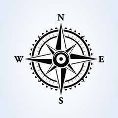 Compass wind rose icon isolated on white. Vector illustration.
