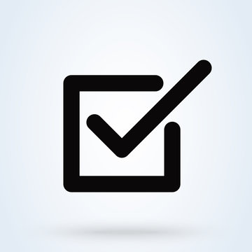 Black Check mark in box sign icon. Tick symbol in black color, vector illustration.