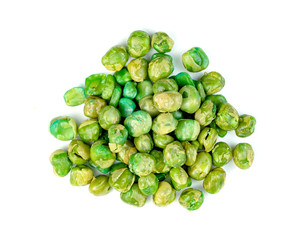 Green peas roasted isolated on white background