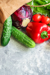 vegetables healthy eating, raw organic Assortment fresh fruits food Menu concept. background top view copy space for text, keto or paleo diet