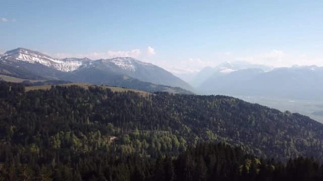 Spectacular Ricken mountain pass alps Switzerland aerial 