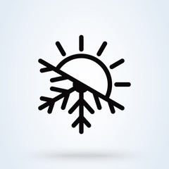Hot and cold symbol. Sun and snowflake all season concept icon. illustration