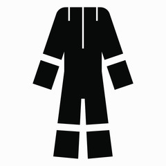 Naklejka premium Protective suit. Coronavirus protection. Medical outfit. Work clothes. Protective equipment. Vector icon.