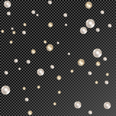 Texture Shiny pearls. Vector objects for gems decoration on transparent background.