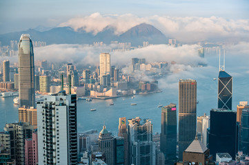 Hong Kong skyline looking towards Kowloon in the late afternoon light