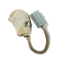 Old vintage gas mask on a white background.