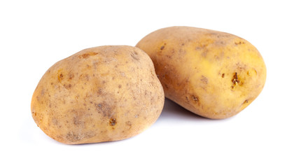 Young Fresh potatoes isolated on a white background
