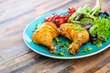 Chicken legs seasoned with curry