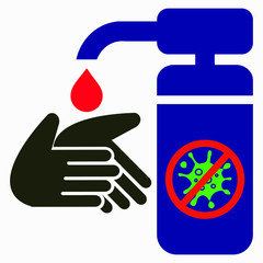 Color disinfector icon. Hand disinfection. Coronavirus Prevention Virus protection. Antibacterial agent. Vector icon.