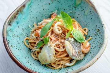 Classic seafood and cheese pasta