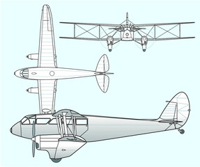 Englischer zweimotoriger Doppeldecker 30er Jahre