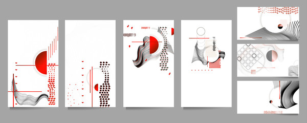 Poster design Japanese style templates set invitations