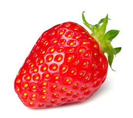 single strawberry isolated on white background. macro
