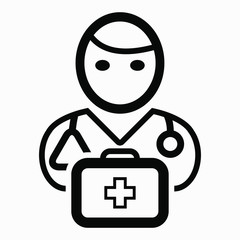 Doctor icon. Medical worker. Illustration of medical staff. Nurse. Drawing medicine. Vector icon.