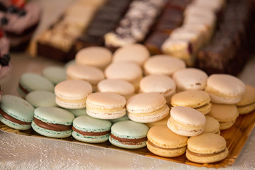 Close up with delicious macaroons
