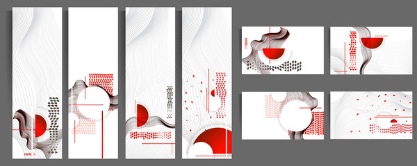 Poster design Japanese style templates set invitations	