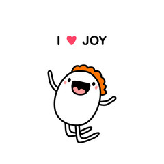 I love joy hand drawn vector illustration in doodle cartoon style man cheerful jumping