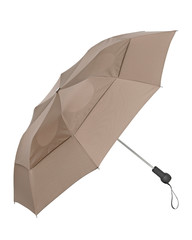 Taupe foldable stormproof umbrella with clipping path