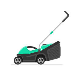 Green Lawn Mower. flat style. isolated on white background