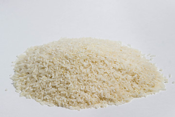 heap of rice on a white background