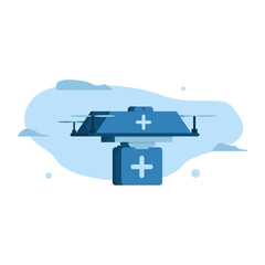 Drone delivery the pharmacy. Concept illustration using drone to delivered the package. 