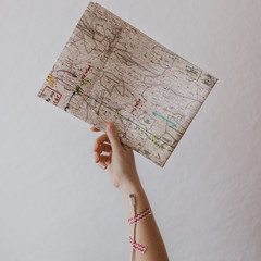 hand holding a map