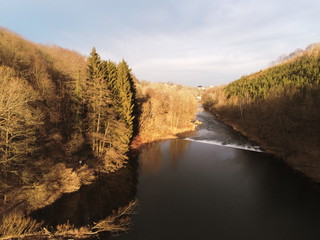 Sunset over the River (Aerial photography by a drone)
