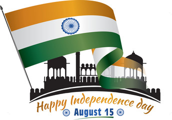 Happy Independence day India Vector illustration Flyer design for 15th August