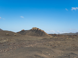 Volcanic landscape of Timanfaya National Park on island Lanzarote