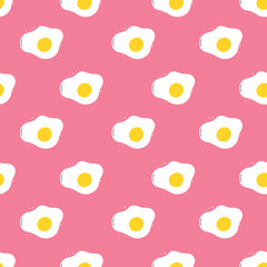 Vector seamless pattern with fried eggs in Doodle style - 348896391