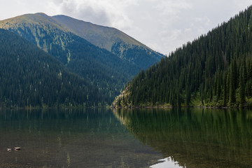 Naklejka na ściany i meble Kolsay lake - mountain lake in Kazakhstan