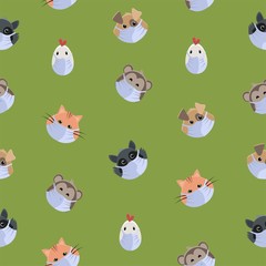 Vector illustration of background of animals in masks.