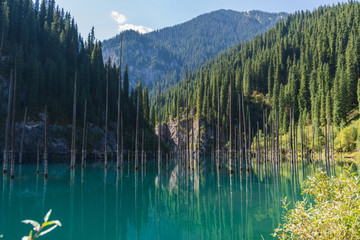 Kaindy lake - mountain lake in Kazakhstan