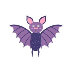 Cute little bat. Cute vampire bat character in childish style