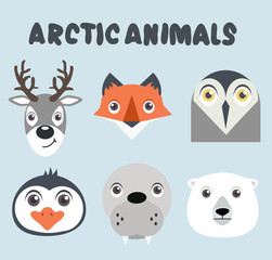 Cute Animal arctic heads set