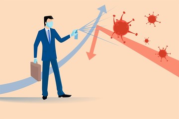 Vector illustration of man struggling economic crisis after quarantine