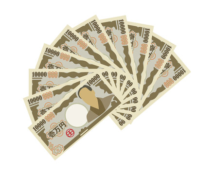recommend clip art: 10万円　一万円札10枚　扇状