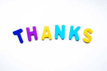 the word thank you on a white background. thank you from children's letters. thank you from letters on a white background. thanks to the doctors.