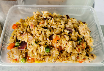 fried rice in takeaway container
